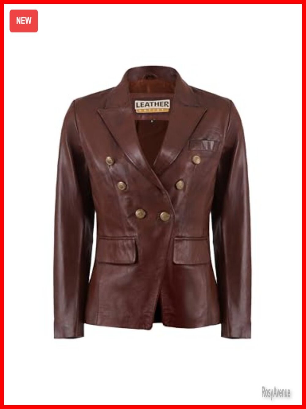 Double Breasted Lambskin Leather Blazer Fitted Notch Lapel Work Jacket